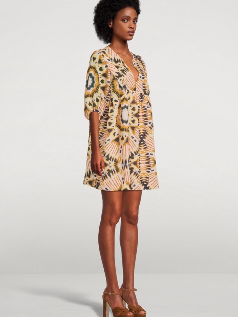 ba&sh Printed Mini Dress in Pink, Yellow XS
